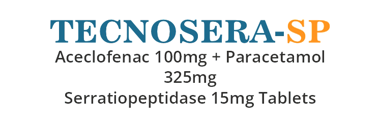 TECNOSERA-SP - Aceclofenac 100 mg + Paracetamol 325 mg + Serratiopeptidase 15 mg Tablets